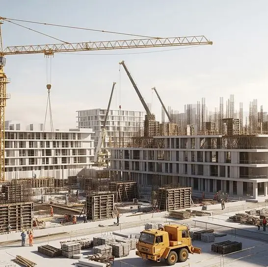 Großbaustelle mit Kränen