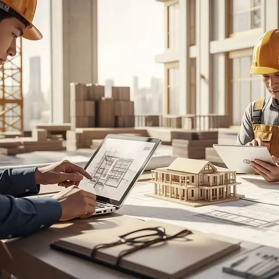 Digitale Planung am Tablet mit Architekturmodell